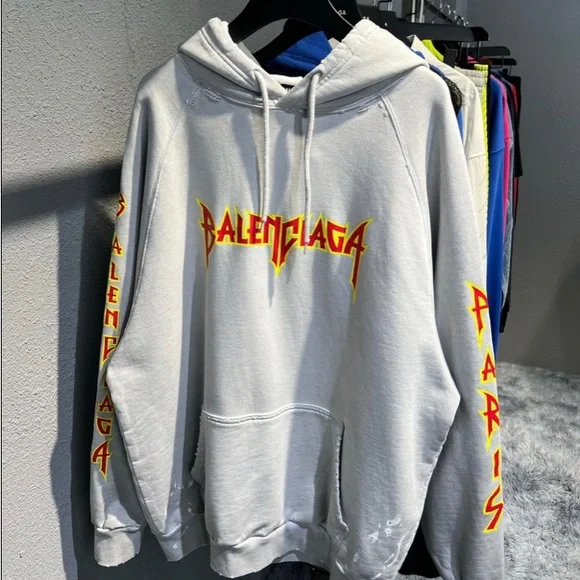 Balenciaga | Tops | Balenciaga Metal Hoodie | Poshmark